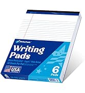 WritePads Legal Pad 8.5 x 11 Note Pad, Wide Ruled Writing Pad, White Paper, 6-Pack, 50 Sheets Per...