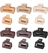 Mia Klein 12 Pcs Claw Clips Pack-Hair Clips for Women and Girls, Nonslip Matte Rectangle Strong H...