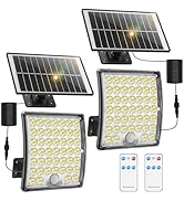 HLCZLUZ Solar Lights Outdoor Waterproof Motion Sensor Security Lights with Remote, 3 Modes 184 LE...