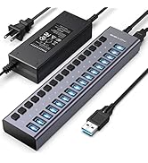 ACASIS Powered USB Hub,16 Ports USB 3.0 Data Hub, Individual On/Off Switches, 12V7.5A 90W Power A...