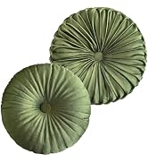 Teieas 2 Pcs Round Throw Pillows Pleated Velvet Pumpkin Round Pillows Floor Cushion for Living Ro...