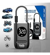 Veth Automotive VT-03 Portable Air Compressor, 150 PSI Tire Inflator, Digital Cordless Air Pump w...