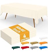 Smiry Disposable Table Cloth - 4 Pack, 60 x 102 Inch Waterproof Rectangle Tablecloths for Parties...
