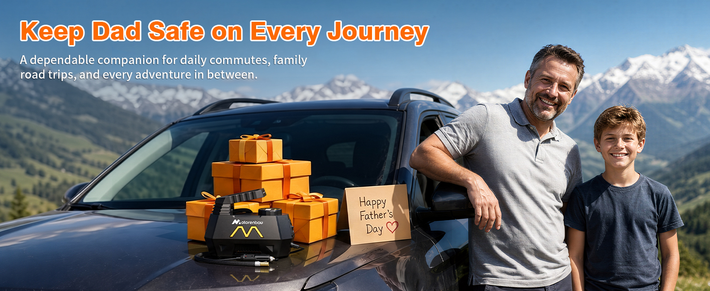 Tire Inflator Portable Air Compressor, Air Pump for Car Tires, Father's Day Gift for Dad