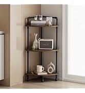 Aduanbang Fun Memories 3-Tier Corner Shelf Stand, Grey Storage Bookshelf for Bathroom, Living Roo...