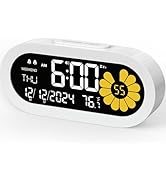 DOOMAY Digital Alarm Clock: VA LCD and Visual Flower Second Desk Clock Large Display, Easy Set Cl...