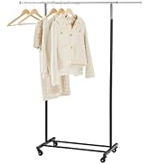 MAX Houser Clothing Rack for Hanging Clothes,Standard Rod Simple Rolling Metal Garment Rack Organ...