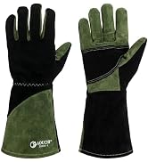 AOUCHI Leather Welding Gloves for Men, Long Sleeve Fireproof and Heat Resistant Mitts for Firefig...