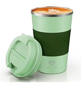 12 oz Stainless Steel Vacuum Insulated Tumbler - Coffee Travel Mug Spill Proof with Lid - Thermos...