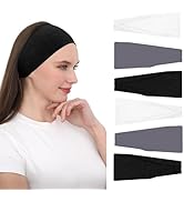 RITOPER Headbands for Women Non Slip, Wide Workout Headband Cotton Black White Head Bands Hair Ba...