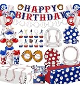 Baseball Birthday Decorations-210Pcs Baseball Themed Plates and Napkins Gameday Sport Themed Tabl...