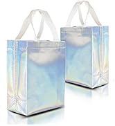 Nush Nush Iridescent Gift Bags Medium Size – Set of 12 Stunning Reusable Holographic Gift Bags Wi...