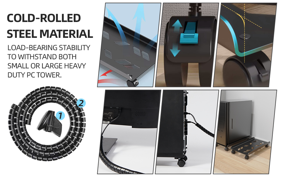 CPU Holder PC Tower Stand with Rolling Caster Wheels
