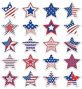 JarThenaAMCS 40pcs Patriotic Star Thick Gel Clings Red Blue White 4th of July Star Reusable Windo...