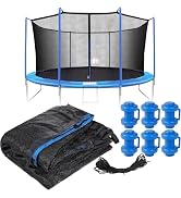 Trampoline Net Replacement with 6 PoleCaps, 12ft 14ft 15 ft Round Frame, Durable and Breathable T...