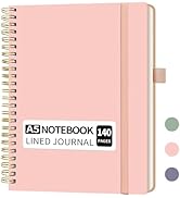 YOXMJDB A5 Lined Spiral Notebook with Pen Holder, 140 Pages Hardcover Journal for Women, To Do Li...