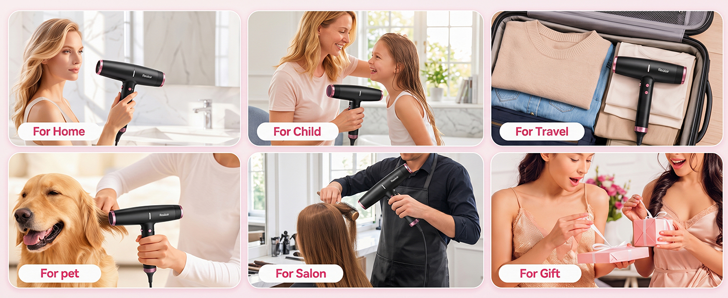 Professional Hair Dryer Gift Set for Women, Best Birthday Gift for Her, Salon Grade Tool.