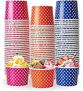 LITOPAK 120 Pack 12 oz Ice Cream Cups, Disposable Dessert Cups for Cold or Hot Food, Coloured Pap...