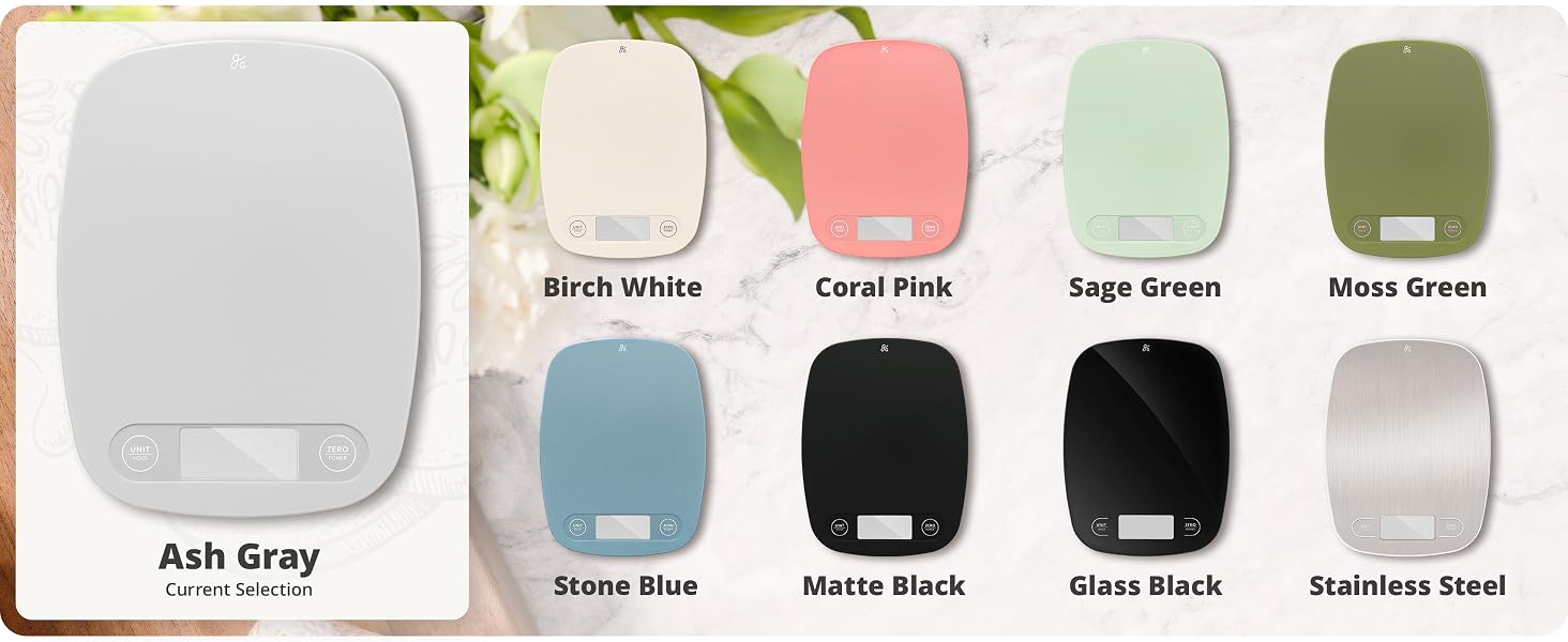 greater goods kitchen scale color and finish options ash gray selection
