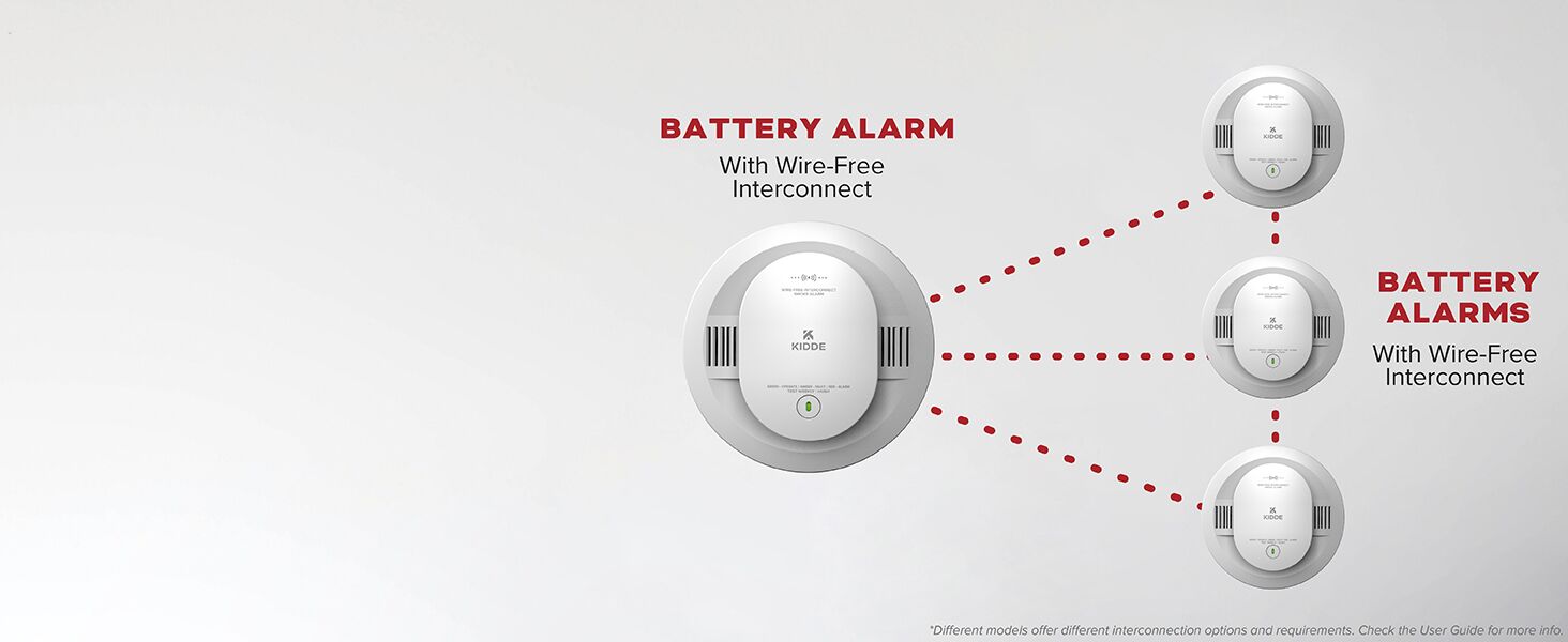 Kidde AA battery smoke detector wireless interconnect compatability guide - desktop