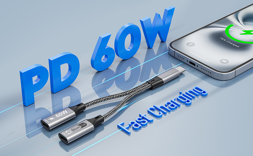 dual usb c headphone and charger adapter for iphone