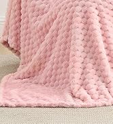 BEDELITE Valentine Day Fleece Decorative Blanket - 3D Jacquard Pink Throw Blankets for Women's Co...