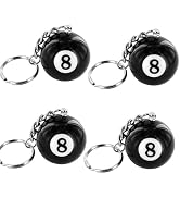 Juroicessry 4Pcs BlackCreative Number Eight Billiard Key Chain Pendant Car Key Ring Decoration Bl...