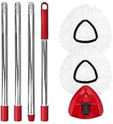 Mop Replace Head, Base and Handle Replacement Set, Includes 2 Microfiber Mop Head, 1 Mop Head Bas...