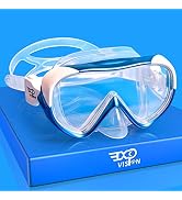 Kids Snorkel Swim Mask, Child Diving Mask Anti-Fog Swim Goggles with Nose Cover for Snorkeling Di...