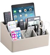 MEIBOOCH PU Leather Desk Organizer, Luxury Remote Control Holder for Home, Office Desk Accessorie...