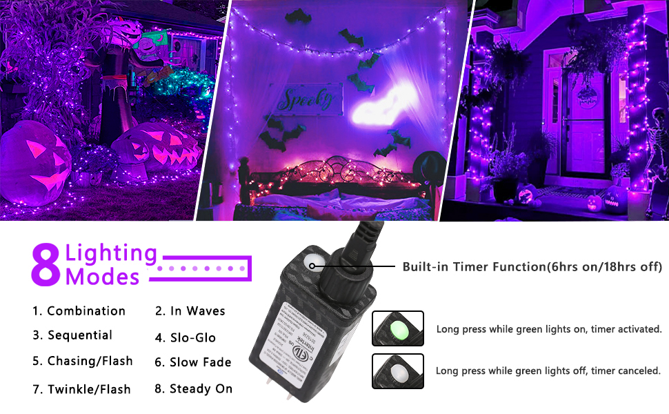 Halloween purple Lights with Timer