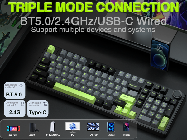 wireless mechanical keyboard creamy sound mechanical keyboard multi device gaming keyboard aula