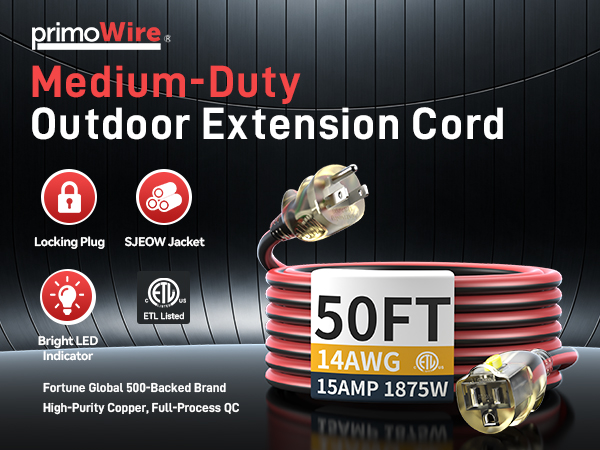 50FT Medium-Duty Outdoor Extension Cord