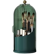 Zufudo Makeup Brush Holder Organizer with Lid 360° Rotating Makeup Organizer Countertop Dustproof...