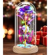 Otlonpe Forever Artificial Glass Rose Flower Lamp, Women Gifts for Birthday Christmas Valentines ...