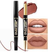 HHLTOH 2-in-1 Dark Nude Brown Matte Lip Liner & Lipstick Kit, Long Lasting Waterproof 24 Hour Lip...