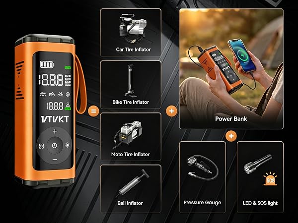 VTVKT Tire Inflator Portable Air Compressor