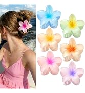 BAISEN Pearlescent Hawaiian Flower Hair Clips,3.14" Large Plumeria Flower Claw Clip for Women Thi...