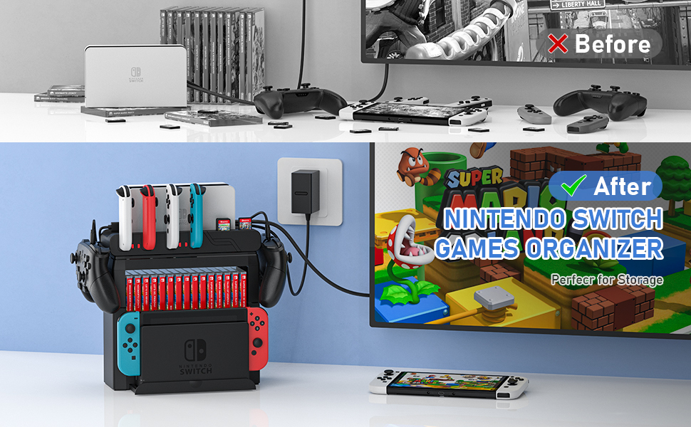 switch OLED console joycon controller game holder switch gift card storage stand desk