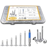 Jyphorixal 180 PCS #8 Self-Tapping Screws Assortment Kit with Driver,410 Stainless Steel Pan Head...