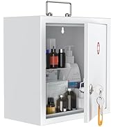 Uniclife Wall Mount Medicine Cabinet with Key Lock & Handle Locking First Aid Cabinet Lockable Me...