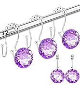 12PCS Shower Curtain Hooks Rings for Bathroom, Double Hooks Glide Anti Rust Crystal Rhinestones S...
