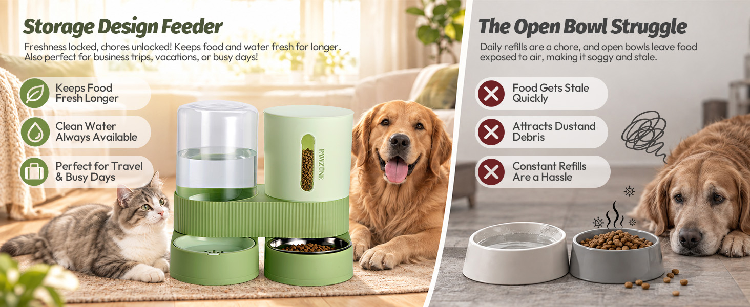 cat food and water dispenser set