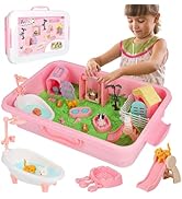 Vextronic Pet Sensory Bin for Toddlers, Dog & Cat Sandbox with Lid, Play Sand Kit with 2.2lbs Sen...