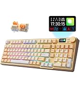 iRocks K85R RGB Mechanical Keyboard (Light Golden, Silent Bubble Switch) | Wireless 98 PBT Keys B...