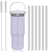 Replacement Straws for Stanley Iceflow Tumbler Flip Straw, 6PCS Reusable Silicon Straws with Clea...