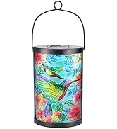 Afirst Solar Lantern Outdoor Hanging Glass Peacock Lights Waterproof Solar Lamp for Garden Yard T...