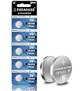 FOZAOAXE CR1632 3V Lithium Coin Battery 5-Pack, Long Lasting Button Cell Replacement for Car Key ...