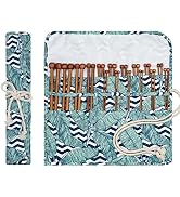 Aeelike 18 Pairs Bamboo Knitting Needles Set - 10 Inches Wooden Knitting Needles Single Point wit...