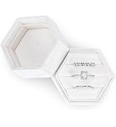 WantGor Velvet Jewelry Ring Box, 3 Slots Hexagon Ring Gift Box Vintage Ring Display Holder Case f...
